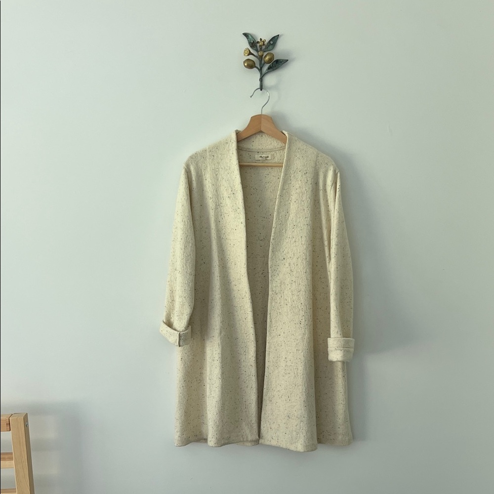 Madewell Speckle Cream Open-Front Cardigan